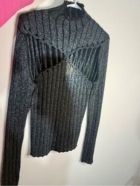 Dion Lee Black Ribbed Cutout Turtleneck Sweater